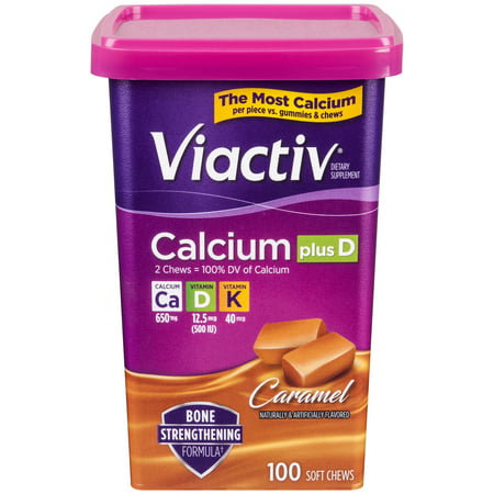 (2 pack) Viactiv Calcium Plus D Caramel Soft Chews, 100 (Best Tasting Calcium Chews)