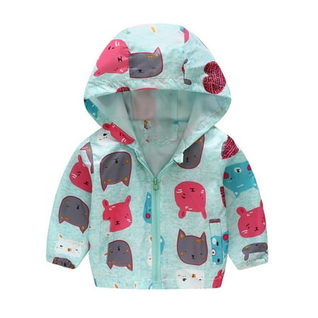 

Honeeladyy Kids Baby Toddler Clothes Toddler Kids Baby Boys Girls Fashion Cute Cartoon Flowers Car Pattern Windproof Jacket Hooded Coat Mint Green 3-4Years Clearance under 5$
