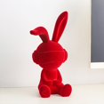 thumbnail image 4 of Easter Soft-Flocked Rabbit Sitting Ornament, 13.4" Creative Flocked Bunny Figurines, Realistic Flocking Rabbit Tabletop Mantel Decor, Spring Animal Decor For Living Room Entryway TV Stand, Red, 4 of 8