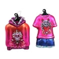 thumbnail image 1 of Jeweled SKULL HEART ROSE Tattoo Art Shirts Jeweled Glass Ornaments Set of 2, 1 of 2
