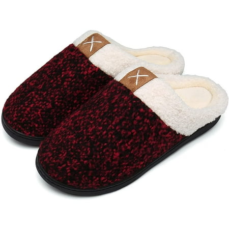 

Womens Mens Slippers Memory Foam Comfort Fuzzy Plush Lining Slip On House Shoes Indoor Outdoor