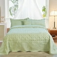 thumbnail image 2 of Home Soft Things 4 Piece Tatami Quilted Faux Fur Bedspread - Light Green - Oversize King (120" x 120"), 2 of 7