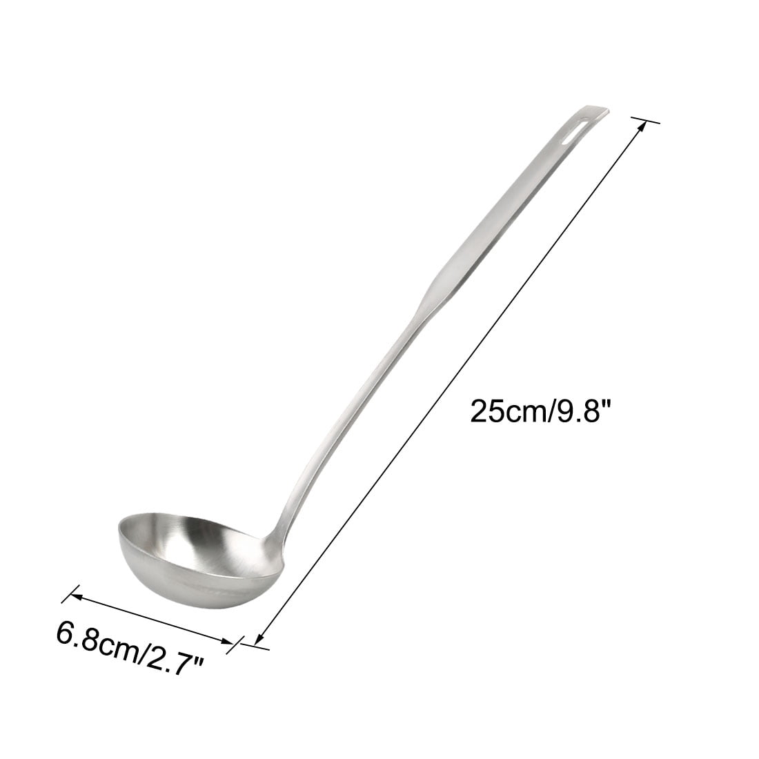 Unique Bargains Stainless Steel Soup Ladle 9.8" One Piece Brushed Finish for Kitchen