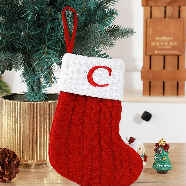 Birdeem Cute Letters Christmas Stocking Decoration Christmas Tree Pendant Christmas Style Wool Knitted Socks Decoration Props