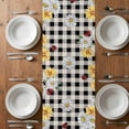 thumbnail image 6 of Gnomes Daisy Table Runner - 36 Inch Long, Kitchen Dining Table Runner Dresser Scarves, Retro Farmhouse Floral Black Buffalo Plaid Farmhouse Decor for Coffee Tables Wedding Party Banquet, 6 of 8