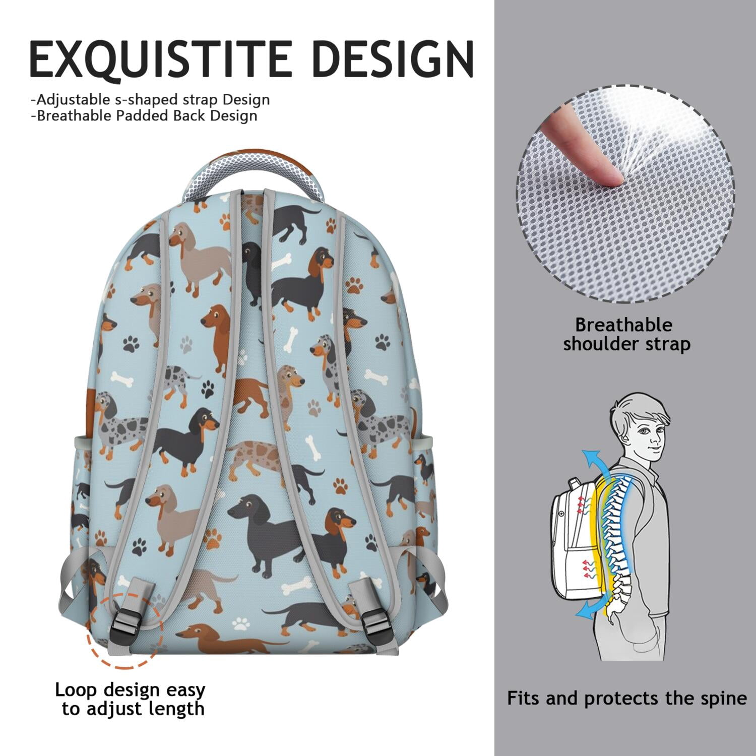 Bone Pattern Student Backpack - Stylish & Organized Storage for School Essentials