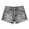thumbnail image 6 of Jean Shorts Womens BWASD Casual High Waisted Stretchy Ripped Denim Shorts Button Down with Pockets Athletic Lounge Loose Grey S-XXL Beach Vacation Summer Trendy, 6 of 8