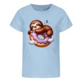 thumbnail image 4 of Curuila Kids Girls T Shirt Short Sleeve Casual Loose Fit Animal Print Crew Neck Summer Tops Light Blue Size 3-4 Years, 4 of 4