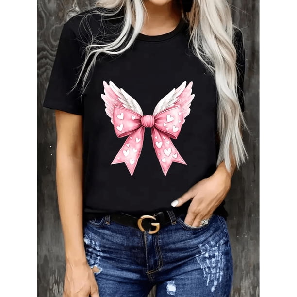 Nueva camiseta con estampado de lazo para San Valentín. Sudadera de moda para mujer. Ideal para adultos, hombres, mujeres, adolescentes, jóvenes y para el tiempo libre.