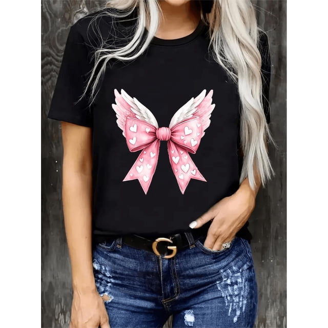Nueva camiseta con estampado de lazo de San Valentín para mujer. Sudadera de moda para adultos, hombres, mujeres, adolescentes, jóvenes.