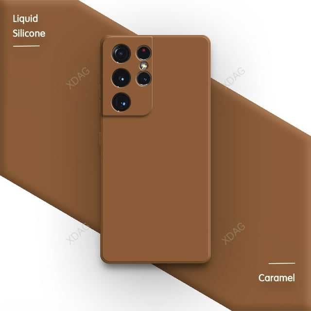 Original Official Phone Case for Samsung Galaxy S21 Ultra S21Ultra Plus FE 5G Soft Liquid Silicone Pure Basic Back Cover Housing Caramel Samsung S21 Plus