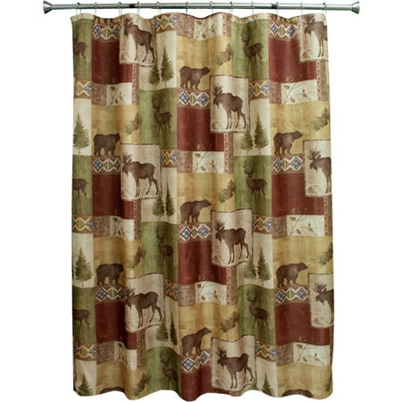 Bacova Guild Mountain Lodge Shower, Bear Happy Camper Shower Curtain