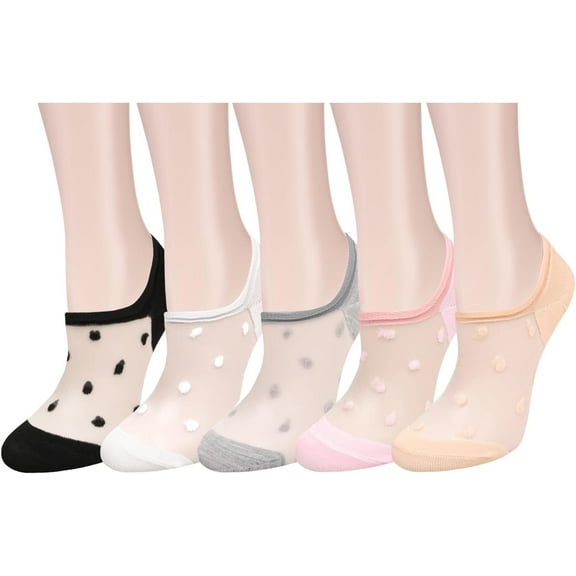 Sheer No Show Socks for Women Lace Mesh Low Cut Liner Socks Ultra Thin Nylon Invisible No See Footies Sock