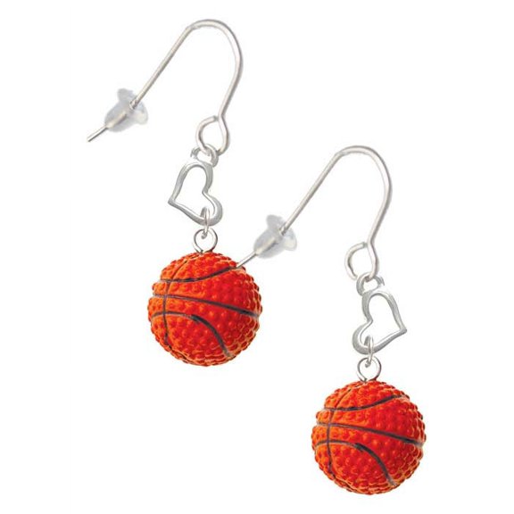 Resin Basketball Heart French Earrings