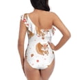 thumbnail image 6 of Yiaed Squirrel Giving A Gift Print Women One Piece Swimsuits Tummy Control One Shoulder Bathing Suits Pattern Ruffle Swimwear-Small, 6 of 8