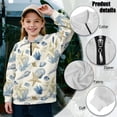 thumbnail image 6 of COEQINE Girls Printed Sweatshirt, Quarter Zip Long Sleeve Cute Pullover Loose Fit, Drop Shoulder Fall Tops Shirts for Youth Kids 7-8 Year Olds, Starfish Coral Conch Beige, 6 of 7