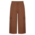 thumbnail image 6 of Mifsaly Womens Cargo Capri Pants Elastic Waist Drawstring Hiking Capris Lightweight Quick Dry Hiking Work Outdoor Casual Cropped Trousers with Multi Pockets Coffee,XXL, 6 of 6