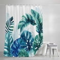 thumbnail image 4 of Blue Teal Leaves Shower Curtain Set, Waterproof Shower Curtains for Bathroom, Summer Botanical Watercolor Leaf Washable Fabric Cloth Bath Curtain for Bathtub Decoration with Hooks 60x72 Inches, 4 of 9
