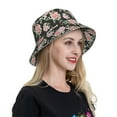 thumbnail image 4 of Yiaed Rose Flowers Print Reflective Stripe Bucket Hat Unisex Funny Outdoor Fisherman Cap Beach Sun Hat, 4 of 5