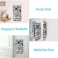 thumbnail image 4 of Hanging Jewelry Organizer Bag (40-Pockets) & 20 Magic Tape Hook Storage Bag Closet Storage for Portable Travel, Rings, Earrings, Necklaces, Clear PVC Plastic Windows, Roll-Up (White), 4 of 6