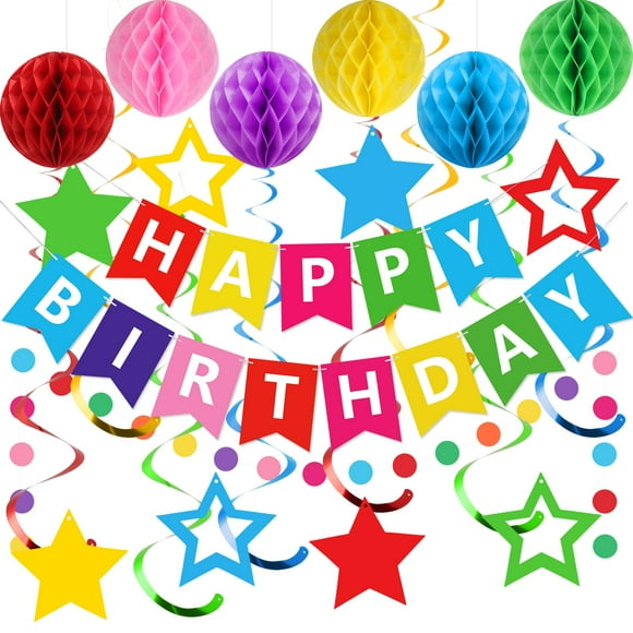 Decoraciones de cumpleaños meowtastic Happy Birthday Rainbow