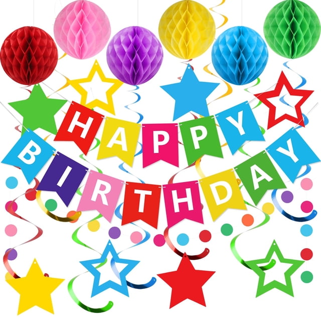 Decoraciones de cumpleaños meowtastic Happy Birthday Rainbow