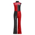 thumbnail image 4 of Yeahdor Robe de Fête de Mariage pour Filles Combinaison à Paillettes Brillantes Sans Manches Bas Évasé Disco Danse Justaucorps Rouge 6, 4 of 6