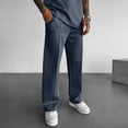 thumbnail image 5 of OSOLU Men Solid Color Long Trousers Tether Pants Sports Sweatpants Street Casual Trousers Daily Relaxed Fit Breathable Workout Training Joggers Bottoms, 5 of 6