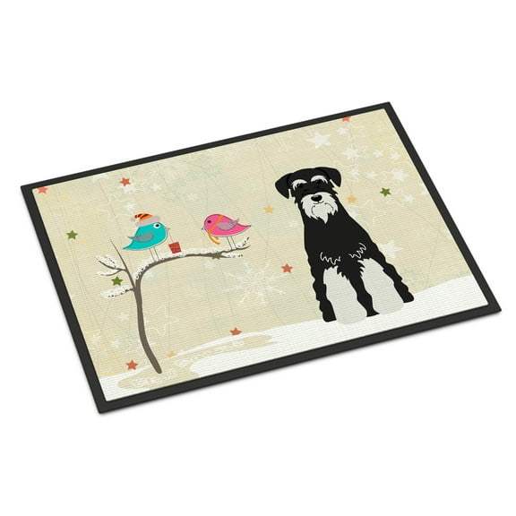 Christmas Presents between Friends Standard Schnauzer Salt and Pepper Door Mat