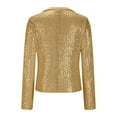thumbnail image 6 of Dazajoo Women Shiny Sequin Open Front Cardigan Blazers Sparkly Long Sleeve Cardigan Party Club Suit Jacket,Gold,XL, 6 of 7