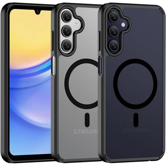 Magnetic Case for Samsung Galaxy A15 5G, Translucent Matte Anti-Fingerprint,Slim Fit Shockproof Protective Phone Case for Galaxy A15 5G Case (Transparent Black)