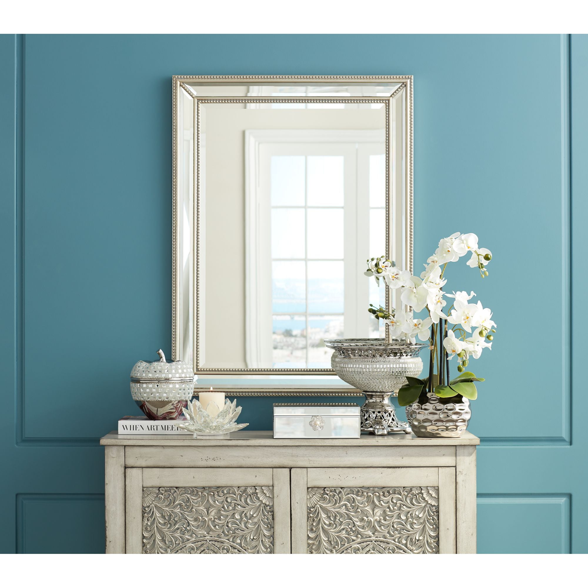 Dahlia Studios White Phalaenopsis 23 H Faux Orchid In Silver Ceramic Pot Walmart Com Walmart Com