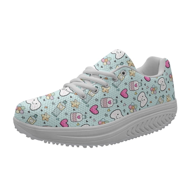 Zapatos de enfermera para mujer, zapatos de plataforma informales para trabajo en el hospital, cirugía, médico, con cordones, para niñas, aumento de altura, enfermería