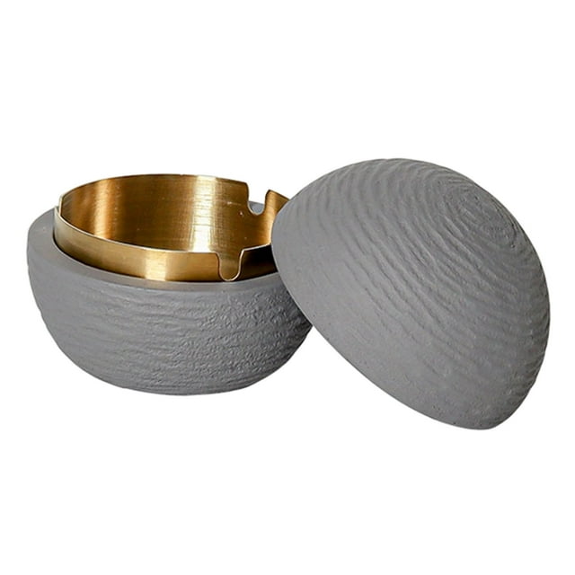 Maplenight Cendrier Moderne avec Couvercle et Doublure en Acier Inoxydable Porte-Cendres – Plateau à Cigarette Durable pour Maison Bureau Extérieur Gris