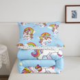 thumbnail image 5 of Manfei Cartoon Rainbow Twin Comforter Sets,Cute Unicorn Bedding Set,Blue,Polkadot Reversible,2 Pieces,1 Comforter and 1 Pillowcase, 5 of 7
