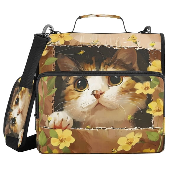DIXRUYEE Zipper Binder trapper keeper Documents Organized Cat Cardboard Box Printed