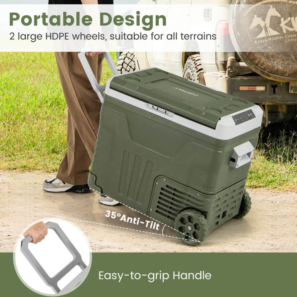 Spaco 12 Volt Car Refrigerator Portable Car Fridge with Adjustable Range, 50L Car Refrigerator, Green