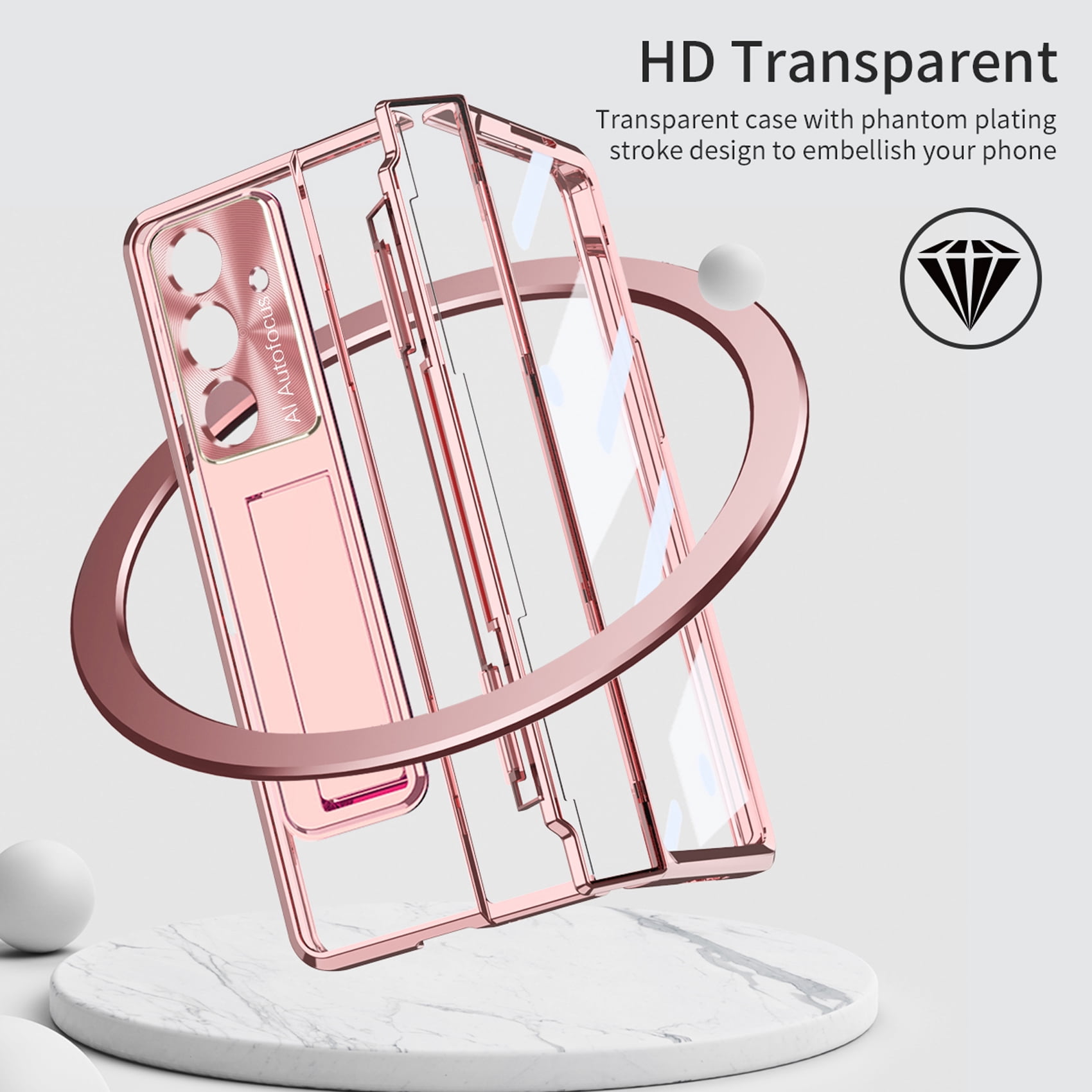 for Samsung Galaxy Z Fold 7 Case, Luxury Plating Shockproof Drop Protection Phone Case for Samsung Galaxy Z Fold 7 5G, Rosegold