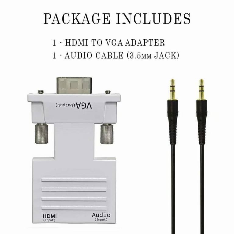 HDMI to VGA Video Adapter Converter with Audio - HD to VGA Monitor 1080p