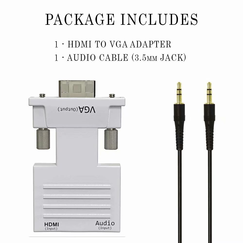 AcomData VGA To HDMI Active Adapter With Audio – 1080p HD, Portable, 18” Cable – Converts VGA PC Source To HDMI TV/Monitor