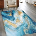thumbnail image 2 of 2.7'x5' Area Rugs, Blue Marble Indoor Outdoor Area Rug for Living Room Bedroom, Luxury Yellow Modern Ink Painting Art Washable Bathroom Rugs Kitchen Floor Carpet Mats Home Decor Aesthetic, 2 of 8