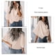thumbnail image 3 of Tops fruncidos para mujer, cuello en V, manga corta de murciélago, blusa informal holgada de Color puro para fiesta, oficina y viajes, 3 of 5