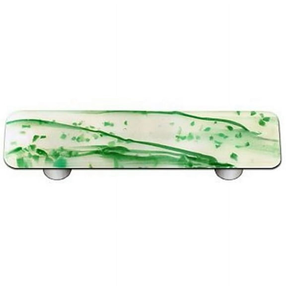 Mardi Gras Green with White Rectangle Glass Cabinet Pull - Black Post