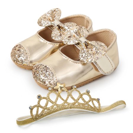 

SYNPOS Clasp PU Leather Bowknot Prewalkers Infant Crib Shoes Princess Wedding Dress Shoes Toddler Walking Shoes Baby Girls Mary Jane Flats Soft Non-Slip Sole