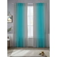 thumbnail image 3 of Turquoise Grey Ombre Sheer Curtains 84 inches Long 2 Panels Set Gradient Color Sheer Window Curtain Rod Pocket Voile Drapes for Living Room/Bedroom, Each 52" W x 84" L, 3 of 7