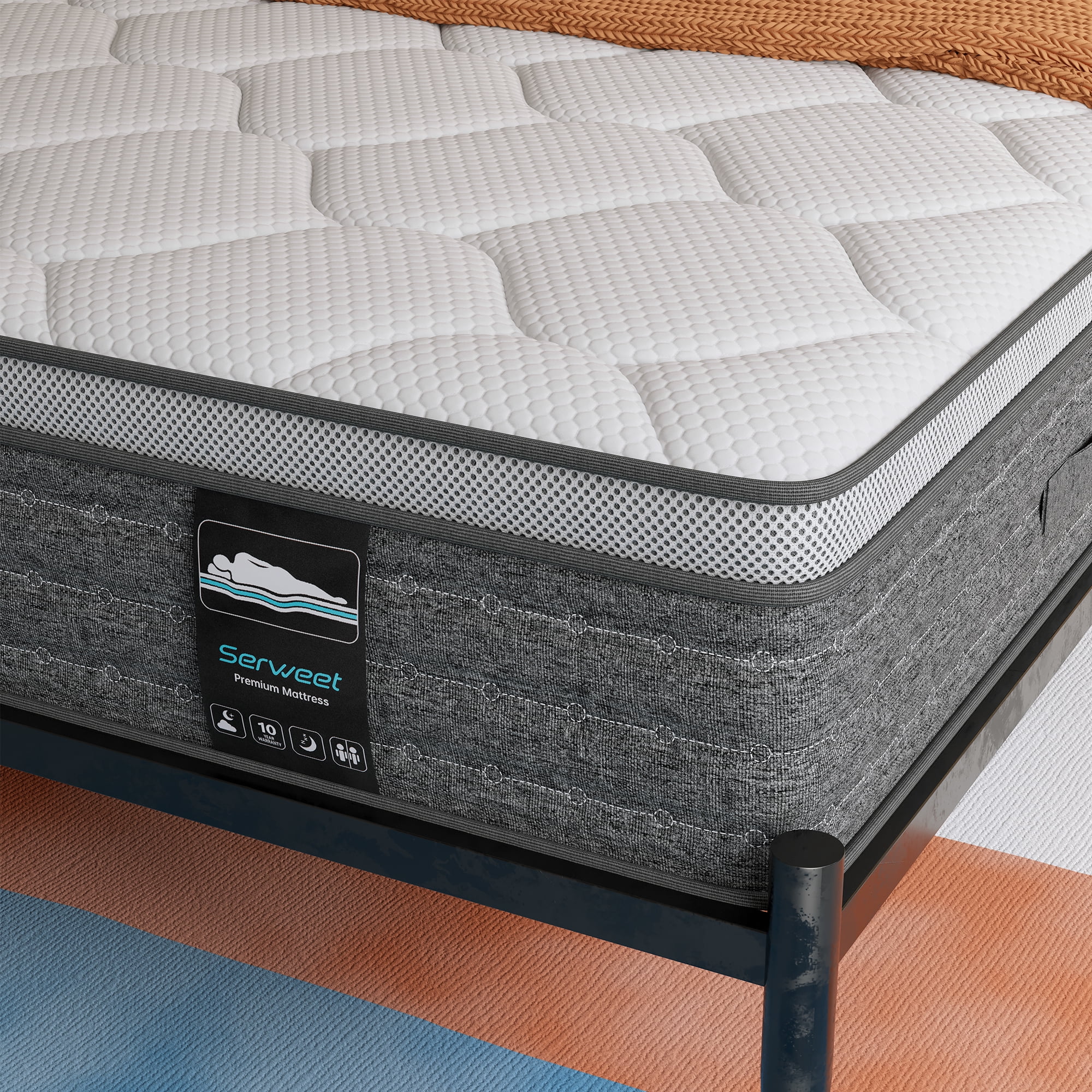 Serweet 10" Full Size Hybrid Memory Foam Mattress, Fiberglass Free, CertiPUR-US Certified, Mattress in a Box