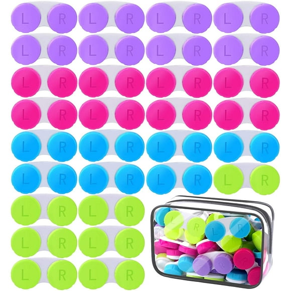 30 Pack Multi-Colored Contact Lens Case Left/Right Eyes Contact Lens Container Portable Eye Lens Storage for Eyes Care