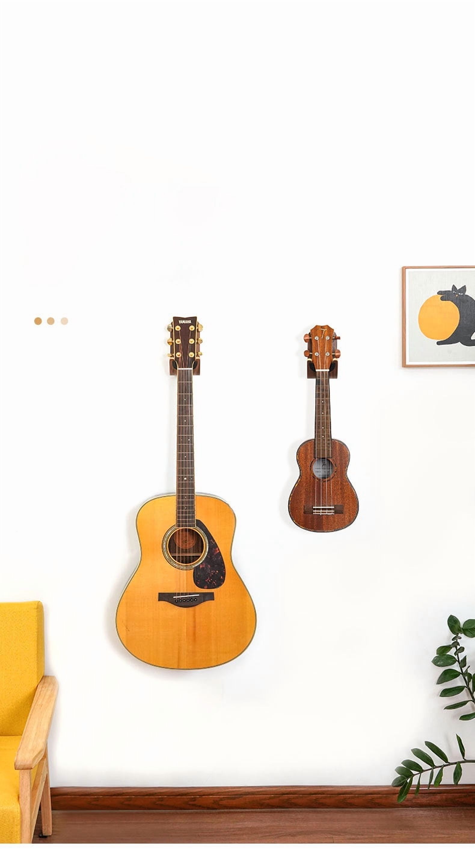 Guitar Wall Mount Hook Walnut Wood Guitar Hanger for Storage & Display Heavy Duty Ply Guitar Holder for The Wall Hangers Stand for Acoustic Guitars
