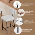 thumbnail image 3 of HomeZeer Bar Stools Set of 2, 26" Counter Height Barstools with Back and Footrest, PU Leather  Upholstered Stools, White, 3 of 9