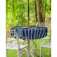 thumbnail image 3 of Fsddascl Navy Blue Striped Outdoor Tablecloth - 60 Inch Round Dining Table Cover, Navy Blue White Farmhouse Stripes Waterproof Outdoor Table Cloth with Umbrella Hole & Zipper for Picnic/Patio/Party, 3 of 7